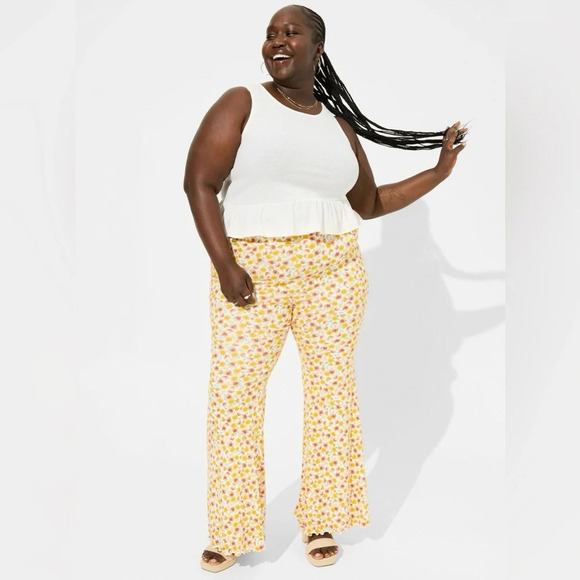 Festi Super Soft Slub Flare 70’s floral Leg Pants size 1X #1319 - Picture 1 of 9